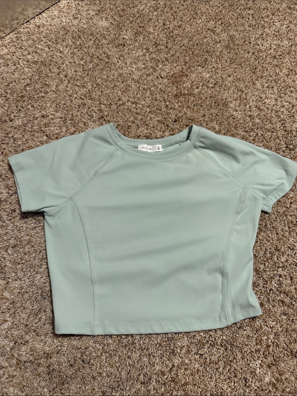 Active USA Light Sage Green Cropped Athletic Top